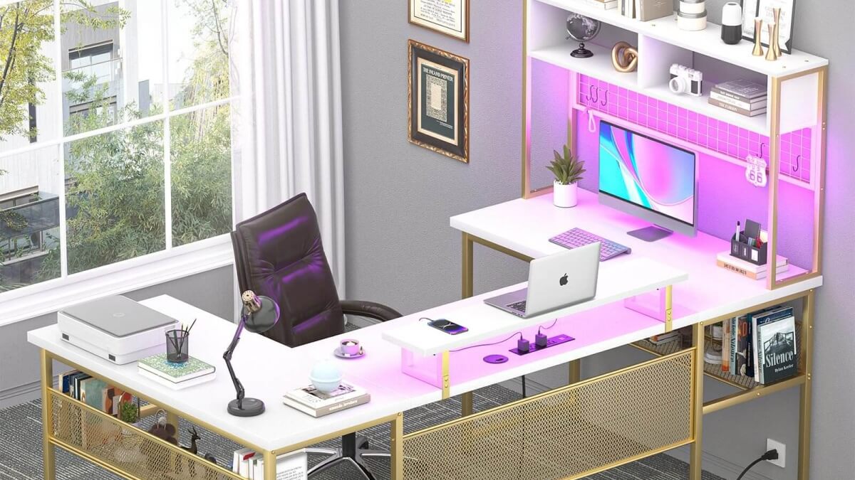 More Efficient Office Space Ideas - U Shaped Desk with Hutch – Unikito