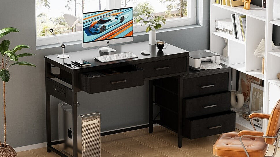 Narrow Desk with Drawers - Ideal Writing Desks