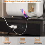 Mini Fridge Stand with Power Strip & Drawer Basket for Dorm, Apartment, Office, and Bedroom, Holds 300 LBS