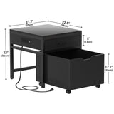 Mini Fridge Stand with Power Strip & Drawer Basket for Dorm, Apartment, Office, and Bedroom, Holds 300 LBS