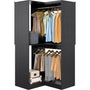 Unikito Corner Closet System, 32 Inches Wide Wood Corner Unit with 2 Hanging Rods and All Hardware Kits, 3-Tier 80'' Height Corner Wood Closet Tower