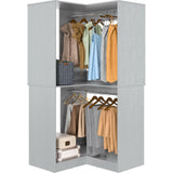 Unikito Corner Closet System, 32 Inches Wide Wood Corner Unit with 2 Hanging Rods and All Hardware Kits, 3-Tier 80'' Height Corner Wood Closet Tower