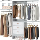 Unikito 5FT Small Closet System with 3 Fabric Drawers, 60 Inches Walk In Closet Organizer System With 3 Adjustable Shelves, Heavy Duty Clothes Rack Built-In Garment Rack