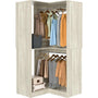 Unikito Corner Closet System, 32 Inches Wide Wood Corner Unit with 2 Hanging Rods and All Hardware Kits, 3-Tier 80'' Height Corner Wood Closet Tower