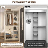 Unikito Freestanding Closet System, 40 Inches Stand-Alone Wardrobe with 10 Shelves, 80'' Height Adjustable Cloth Garment Rack with 2 Wood Drawers, Wood Walk-in Closet with Hanging Rod, White