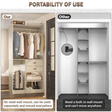 Unikito Freestanding Closet System with Suitcase Storage, 40 Inches Stand-Alone Wardrobe with 2 Wood Drawers, 80'' Height Adjustable Cloth Garment Rack, Walk-in Closet with Hanging Rod