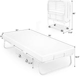 Unikito 31 Inch Folding Bed with Mattress, Portable Foldable Bed with Storage Cover, Rollaway Bed for Adults with Memory Foam Mattress and Metal Frame, Cot Size Guest Bed on Wheels