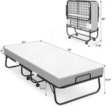 Unikito 31 Inch Folding Bed with Mattress, Portable Foldable Bed with Storage Cover, Rollaway Bed for Adults with Memory Foam Mattress and Metal Frame, Cot Size Guest Bed on Wheels