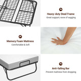 Unikito 38'' Folding Bed with Mattress, Portable Foldable Bed with Storage Cover, Rollaway Bed for Adults with Memory Foam Mattress and Metal Frame, Cot Size Extra Guest Bed on Wheels