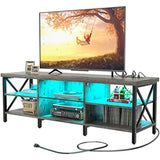 Unikito LED TV Stand for 65/70/75 inches TV, Gaming Entertainment Center with Charging Station, Stunning Sturdy Modern Industrial TV Console with Open Shelves for Living Media Room