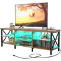 Unikito LED TV Stand for 65/70/75 inches TV, Gaming Entertainment Center with Charging Station, Stunning Sturdy Modern Industrial TV Console with Open Shelves for Living Media Room