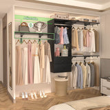 20'' - 96'' Wall Mounted Closet System with 2 Wooden Drawers and 4 Hanging Rods, 1000 lbs Capacity