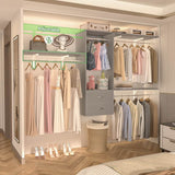 20'' - 96'' Wall Mounted Closet System with 2 Wooden Drawers and 4 Hanging Rods, 1000 lbs Capacity