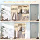 20'' - 96'' Wall Mounted Closet System with 2 Wooden Drawers and 4 Hanging Rods, 1000 lbs Capacity