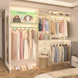 20'' - 96'' Wall Mounted Closet System with 2 Wooden Drawers and 4 Hanging Rods, 1000 lbs Capacity