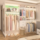 20'' - 96'' Wall Mounted Closet System with 2 Wooden Drawers and 4 Hanging Rods, 1000 lbs Capacity