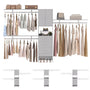 120'' Large Closet System with 3 Drawers and Doors, Closet with 3 Hanging Rods & Shlef Towers