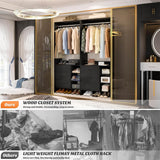 2.5FT Closet System with 3 Wooden Drawers and Shelves, 29.6'' Freestanding Walk In Clothes Storage Organizer for Home