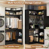 34'' Stand Corner Closet System with Shelves & 2 Hanging Rods, Walk In Clothes Organizer for Closet, Bedroom