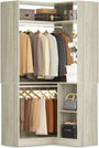 34'' Stand Corner Closet System with Shelves & 2 Hanging Rods, Walk In Clothes Organizer for Closet, Bedroom