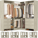 Walk-in Closet Organizer System with 3 Sets, 86.8" Stand Closet System with 6 Wood Drawers, 4 Hanging Rods, and Shelves, Load 2000+LBS