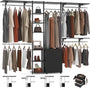 96 Inch Closet System with Drawers, Clothes Hanging Rack with Hanging Rods & Shelves, Wall Mounted, Heavy Duty