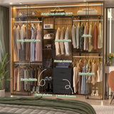 96 Inch Closet System with Drawers, Clothes Hanging Rack with Hanging Rods & Shelves, Wall Mounted, Heavy Duty