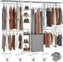 96 Inch Closet System with Drawers, Clothes Hanging Rack with Hanging Rods & Shelves, Wall Mounted, Heavy Duty