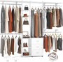 96 Inch Closet System with Drawers, Clothes Hanging Rack with Hanging Rods & Shelves, Wall Mounted, Heavy Duty