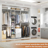 96 Inch Closet System with Drawers, Clothes Hanging Rack with Hanging Rods & Shelves, Wall Mounted, Heavy Duty