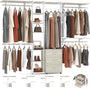 96 Inch Closet System with Drawers, Clothes Hanging Rack with Hanging Rods & Shelves, Wall Mounted, Heavy Duty