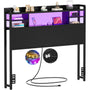 Twin Size Headboard with Storage Shelf for Twin Size Bed, with Power Outlets & LED Light