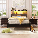 Twin Size Headboard with Storage Shelf for Twin Size Bed, with Power Outlets & LED Light