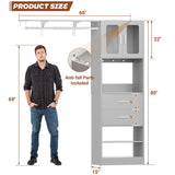 5FT Walk-in Closet System with Drawers & Doors, 60'' Wardrobe Closet with Hanging Rod, for Bedroom, Closet