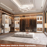 5FT Walk-in Closet System with Drawers & Doors, 60'' Wardrobe Closet with Hanging Rod, for Bedroom, Closet