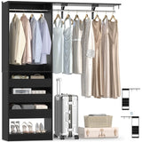 60'' Closet System with 3 Wooden Drawers & Hanging Rods, Heavy Duty Closet Organizer for Small Space