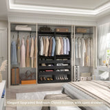 60'' Closet System with 3 Wooden Drawers & Hanging Rods, Heavy Duty Closet Organizer for Small Space