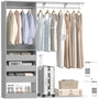 60'' Closet System with 3 Wooden Drawers & Hanging Rods, Heavy Duty Closet Organizer for Small Space