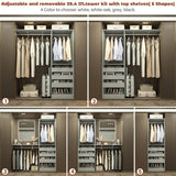 60'' Closet System with 3 Wooden Drawers & Hanging Rods, Heavy Duty Closet Organizer for Small Space