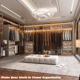 60'' Closet System with 3 Wooden Drawers & Hanging Rods, Heavy Duty Closet Organizer for Small Space