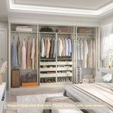 60'' Closet System with 3 Wooden Drawers & Hanging Rods, Heavy Duty Closet Organizer for Small Space