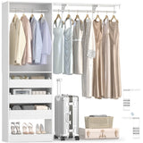 60'' Closet System with 3 Wooden Drawers & Hanging Rods, Heavy Duty Closet Organizer for Small Space