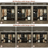 120'' 2-in-1 Closet System, Walk in Closet with 5 Drawers and Shoe Rack