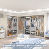 120'' 2-in-1 Closet System, Walk in Closet with 5 Drawers and Shoe Rack