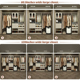 120'' 2-in-1 Closet System, Walk in Closet with 5 Drawers and Shoe Rack