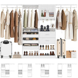 120'' 2-in-1 Closet System, Walk in Closet with 5 Drawers and Shoe Rack