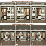 120'' 2-in-1 Closet System, Walk in Closet with 5 Drawers and Shoe Rack