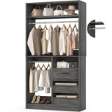 36'' Walk in Closet System with 3 Wooden Drawers, Freestanding WardrobeCloset with 2 Hanging Rods