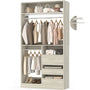 36'' Walk in Closet System with 3 Wooden Drawers, Freestanding WardrobeCloset with 2 Hanging Rods