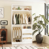 36'' Walk in Closet System with 3 Wooden Drawers, Freestanding WardrobeCloset with 2 Hanging Rods